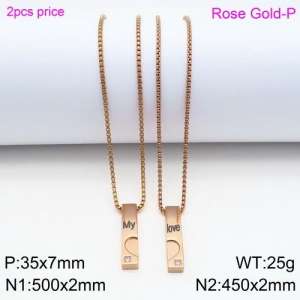 SS Rose Gold-Plating Necklace - KN89167-Z