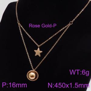 SS Rose Gold-Plating Necklace - KN89299-KFC