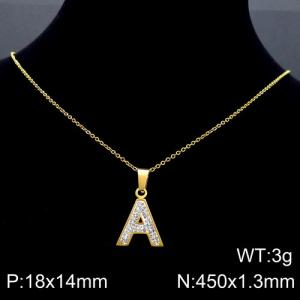 Stainless Steel Stone Necklace - KN89505-K