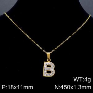 Stainless Steel Stone Necklace - KN89507-K