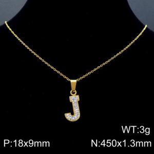 Stainless Steel Stone Necklace - KN89523-K