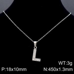 Stainless Steel Stone Necklace - KN89526-K