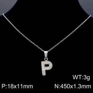 Stainless Steel Stone Necklace - KN89534-K