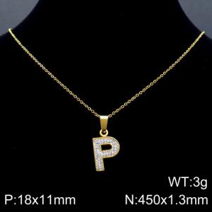 Stainless Steel Stone Necklace - KN89535-K