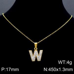 Stainless Steel Stone Necklace - KN89549-K