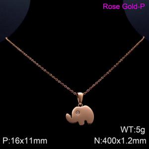 SS Rose Gold-Plating Necklace - KN89572-K