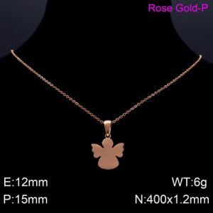 SS Rose Gold-Plating Necklace - KN89579-K
