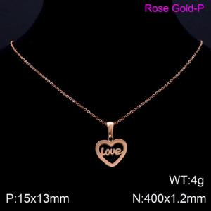 SS Rose Gold-Plating Necklace - KN89588-K