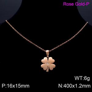 SS Rose Gold-Plating Necklace - KN89595-K