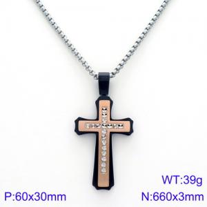SS Rose Gold-Plating Necklace - KN89617-KPD