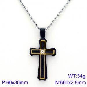 Stainless Steel Black-plating Necklace - KN89625-KPD
