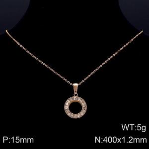 SS Rose Gold-Plating Necklace - KN89828-K