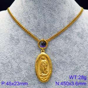 SS Gold-Plating Necklace - KN89941-Z