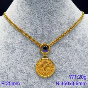 SS Gold-Plating Necklace - KN89942-Z