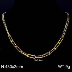 SS Gold-Plating Necklace - KN89963-Z