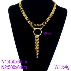 SS Gold-Plating Necklace - KN90066-Z