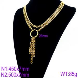 SS Gold-Plating Necklace - KN90072-Z