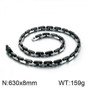 Stainless Steel Black-plating Necklace - KN90249-KFC