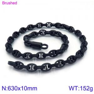 Stainless Steel Black-plating Necklace - KN90269-KFC