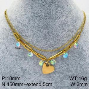 Stainless Steel Stone & Crystal Necklace - KN90402-Z