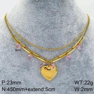 Stainless Steel Stone & Crystal Necklace - KN90404-Z