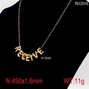 SS Gold-Plating Necklace - KN90438-Z