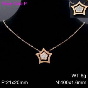 Stainless Steel Stone Necklace - KN91678-KFC