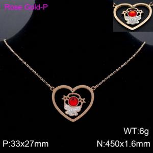 Stainless Steel Stone Necklace - KN91696-KFC