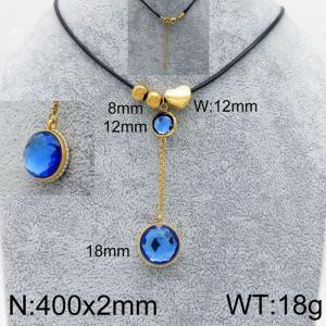 400x2mm Personalized Necklace for Women with Blue Gemstone Pendant - KN93336-Z