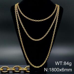 SS Gold-Plating Necklace - KN93525-Z