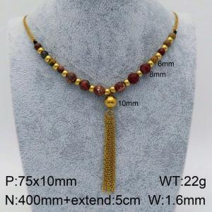 SS Gold-Plating Necklace - KN93652-Z