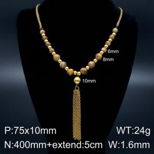 SS Gold-Plating Necklace - KN93656-Z