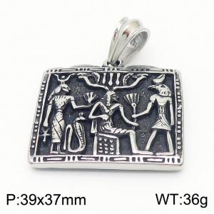 Unisex Retro  Stainless Steel Rectangular Tag Pendant with Ancient Mural - KP109169-KJX