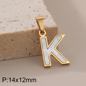 Stainless steel shell letter pendant K - KP115523-K