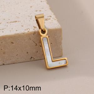 Stainless steel shell letter pendant L - KP115524-K