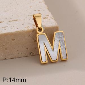 Stainless steel shell letter pendant M - KP115525-K