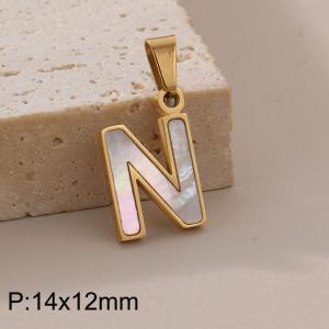 Stainless steel shell letter pendant N - KP115526-K