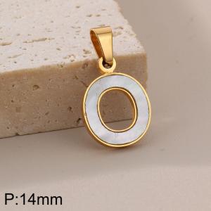 Stainless steel shell letter pendant O - KP115527-K