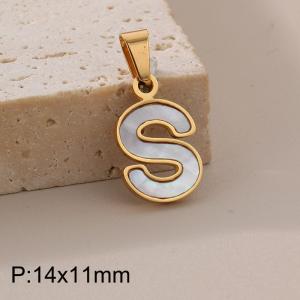 Stainless steel shell letter pendant S - KP115531-K