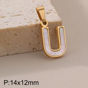 Stainless steel shell letter pendant U - KP115533-K