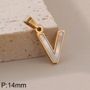 Stainless steel shell letter pendant V - KP115534-K