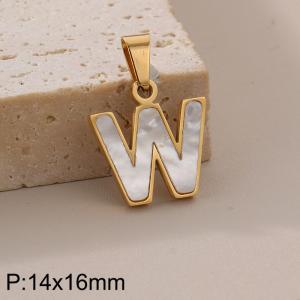 Stainless steel shell letter pendant W - KP115535-K