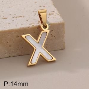 Stainless steel shell letter pendant X - KP115536-K