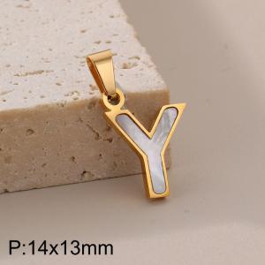 Stainless steel shell letter pendant Y - KP115537-K