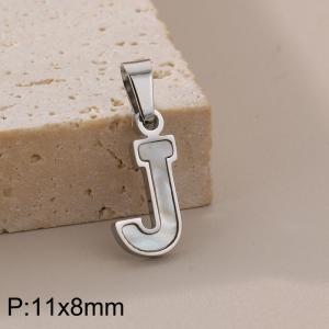 Stainless steel shell letter pendant J - KP115548-K