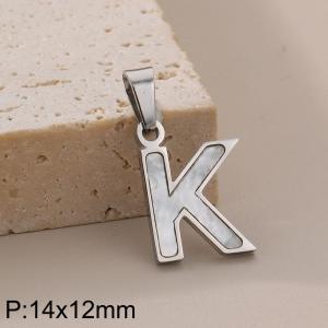 Stainless steel shell letter pendant K - KP115549-K