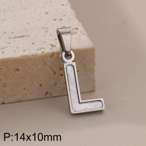 Stainless steel shell letter pendant L - KP115550-K