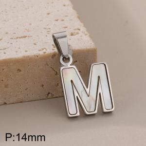 Stainless steel shell letter pendant M - KP115551-K