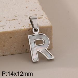 Stainless steel shell letter pendant R - KP115556-K