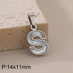 Stainless steel shell letter pendant S - KP115557-K